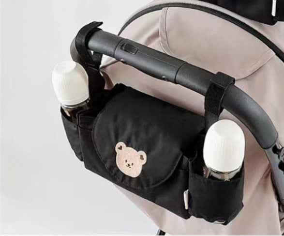Stroller Organizer With Bottle Holders - Black Bear Embroidery - CJYD199702601AZ