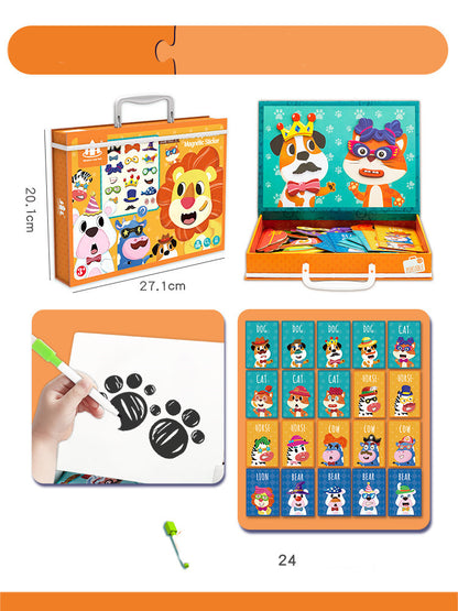 Magnetic puzzle children''s educational toys magnetic stickers 2-3 years old 6-year-old girls boys kindergarten early education wooden board