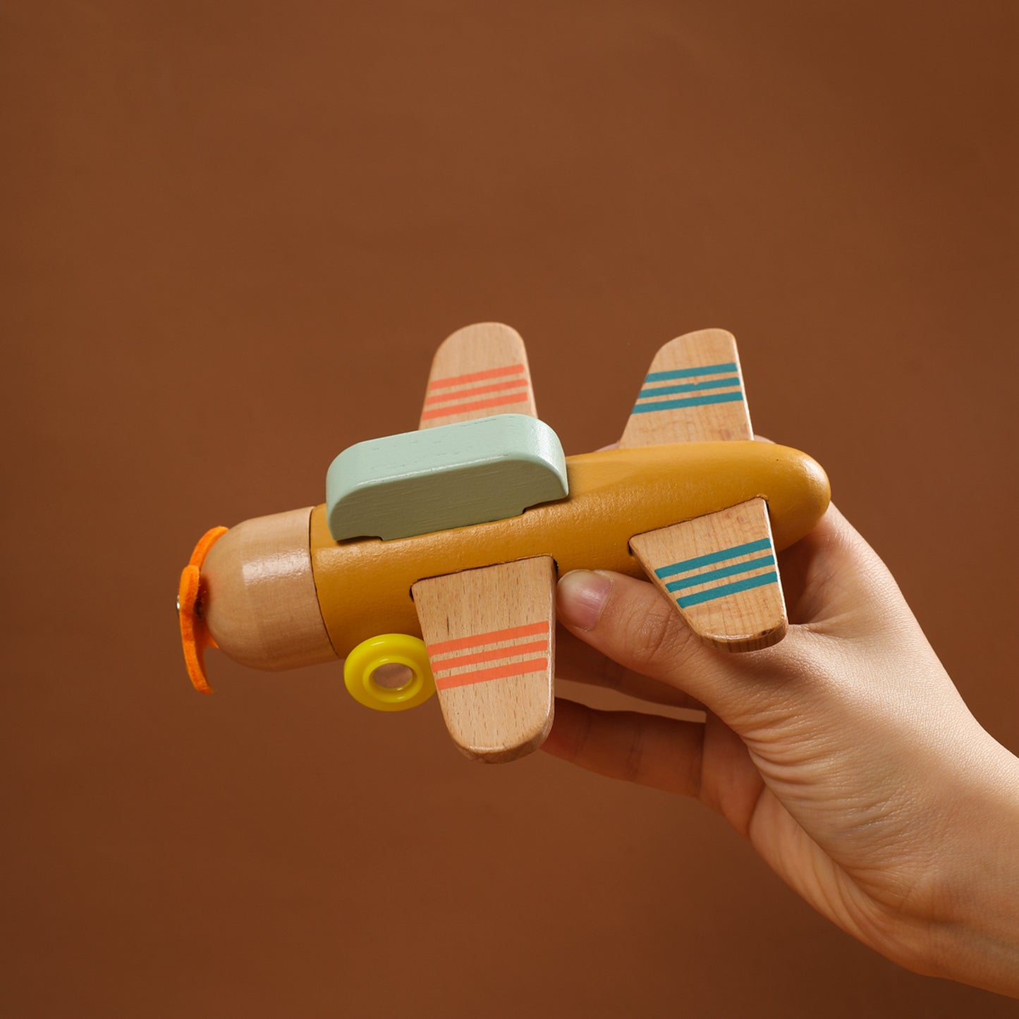 Developmental Wooden Airplane Toy - Safe and Durable Wooden Airplane