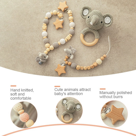 Soft & Safe Baby Teether: Crochet Animal & Wooden Beads