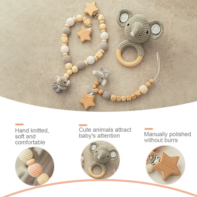 Soft & Safe Baby Teether: Crochet Animal & Wooden Beads