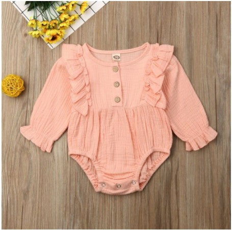 Long Sleeve Cotton Baby Romper with Ruffles -  Adorable and Comfortable - MAMTASTIC