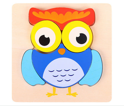 Children's Three Dimensional Wooden Puzzle - Owl - CJYZ171002709IR