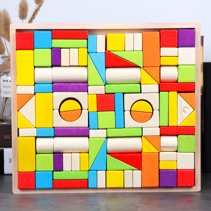 Wooden Bucket Toy Building Blocks - E - CJYZ122715205EV