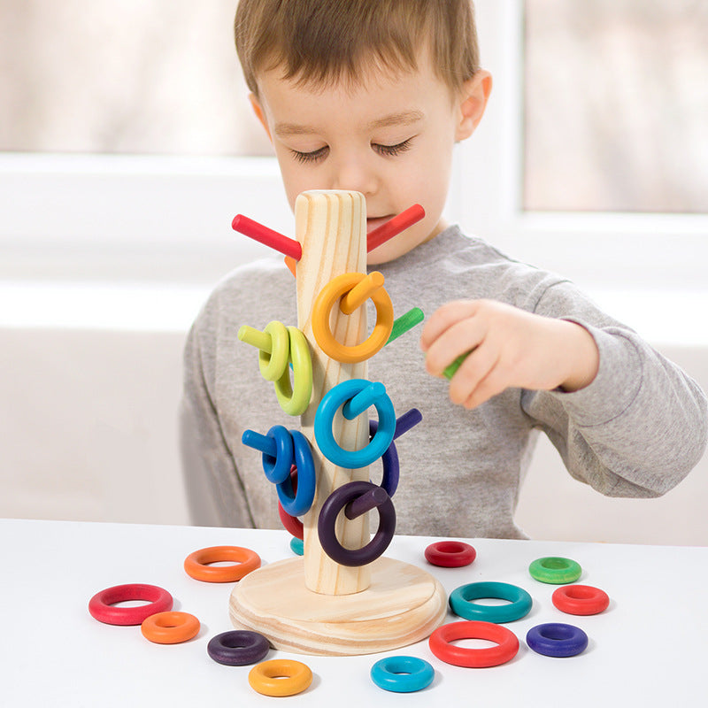 Wooden Ring Stacking Game for Kids - Sensory and Learning Toy