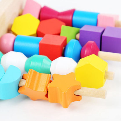 Shape Recognition Toys for Babies - Colorful Wooden Building Blocks Set