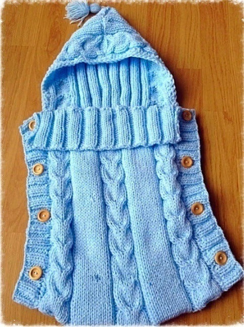 Hooded Baby Sleeping Bag with Wooden Buttons - Warm and Cozy for Infants - MAMTASTIC