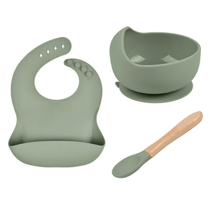 Waterproof Silicone Baby Bib With Food Catcher - Army Green - CJYE192712212LO