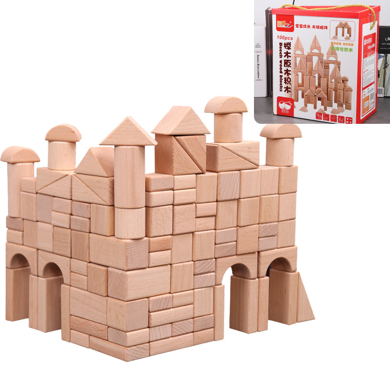 Wooden Bucket Toy Building Blocks - B - CJYZ122715202BY
