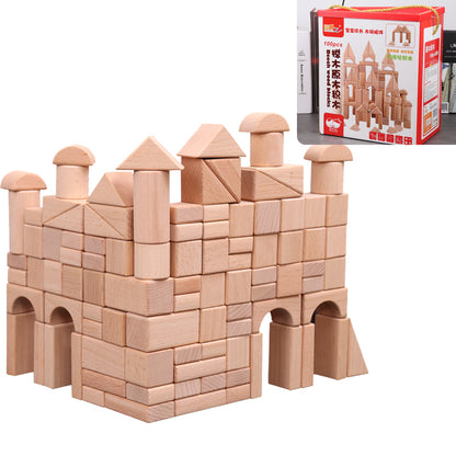 Wooden Bucket Toy Building Blocks - B - CJYZ122715202BY