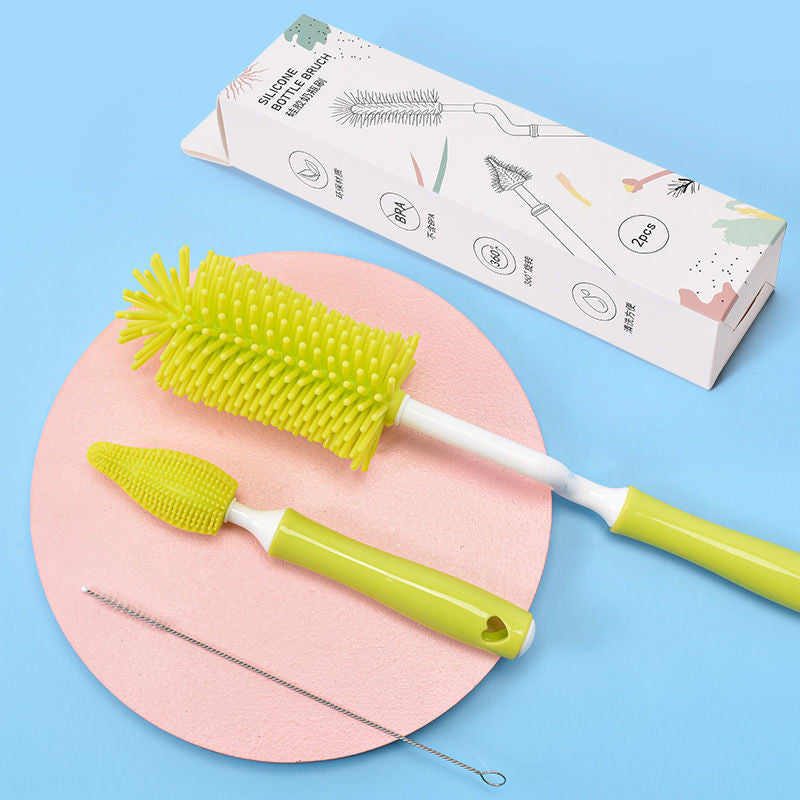 Silicone Baby Bottle and Straw Brush Cleaner Set - MAMTASTIC