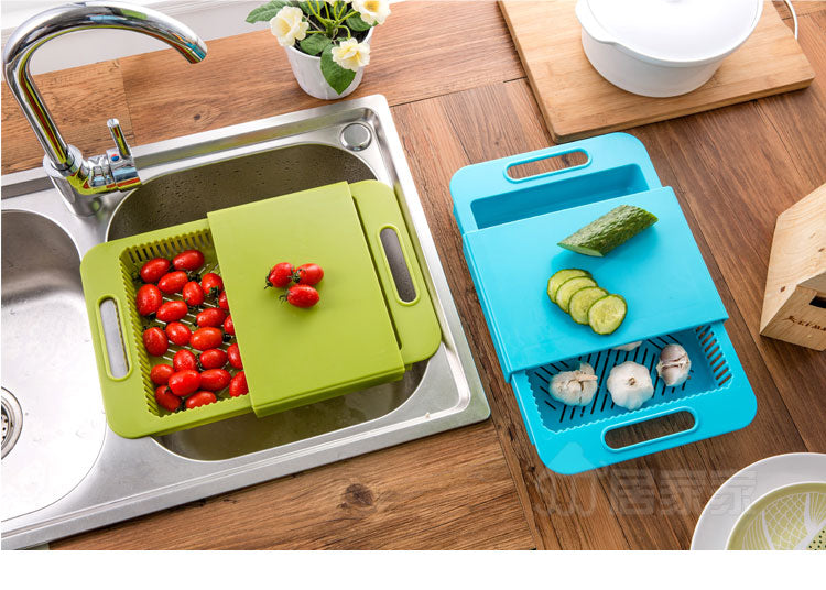 Multifunctional Kitchen Chopping Block with Sink Drain Basket - MAMTASTIC