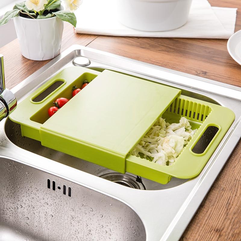 Multifunctional Kitchen Chopping Block with Sink Drain Basket - MAMTASTIC
