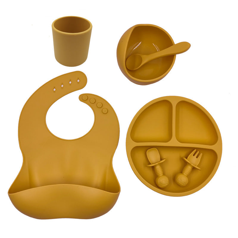 Baby Cutlery Set with Silicone Bib, Cup, and Spoon - MAMTASTIC